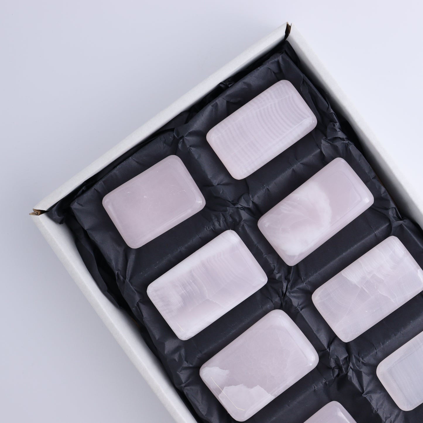 Pink Mangano Calcite Rectangles Set of 8 - Expert Wholesale and Supplier of Wholesale Crystals & Bulk Gemstones, ["Calcite","Madagascar","Pink Calcite","Rectangle"]