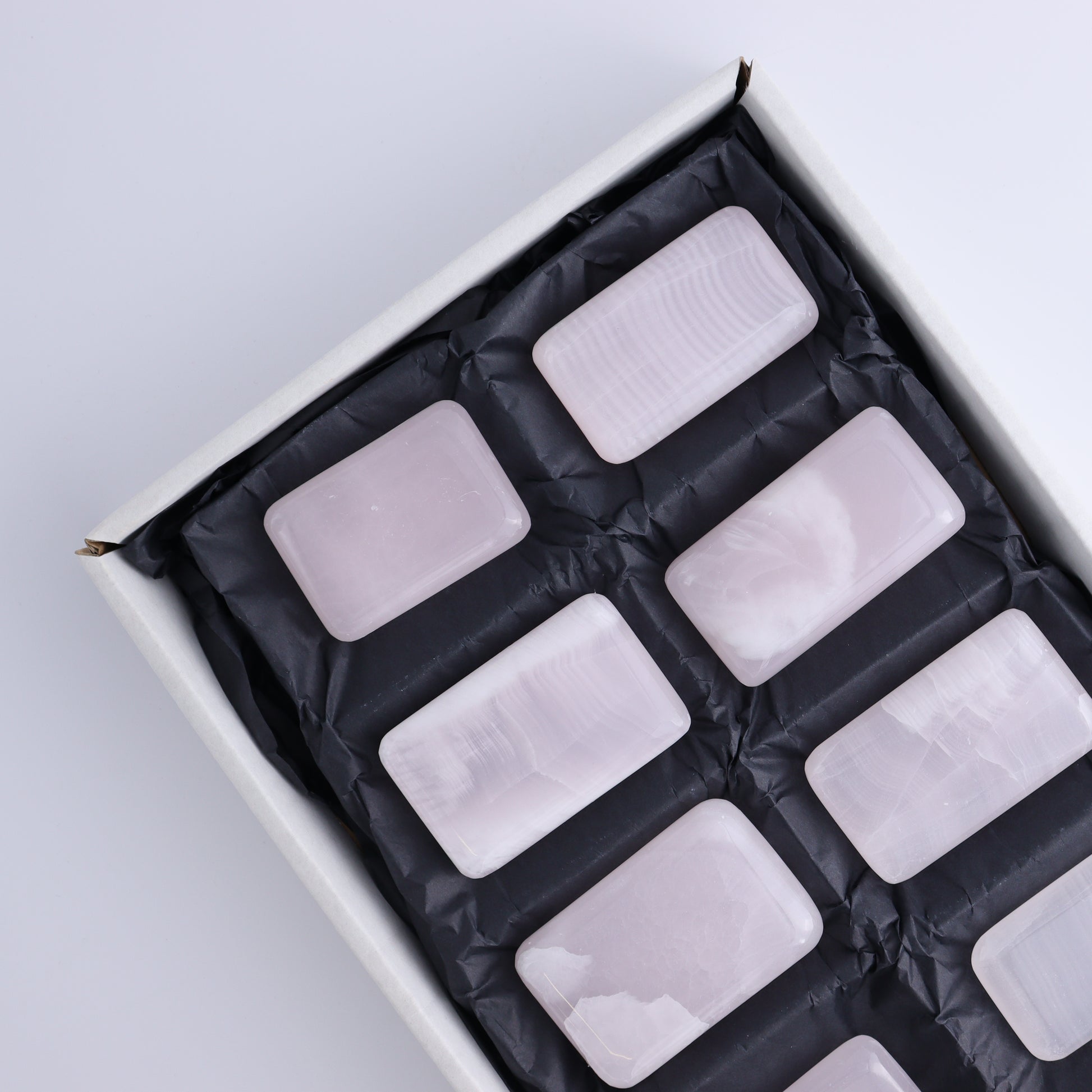 Pink Mangano Calcite Rectangles Set of 8 - Expert Wholesale and Supplier of Wholesale Crystals & Bulk Gemstones, ["Calcite","Madagascar","Pink Calcite","Rectangle"]