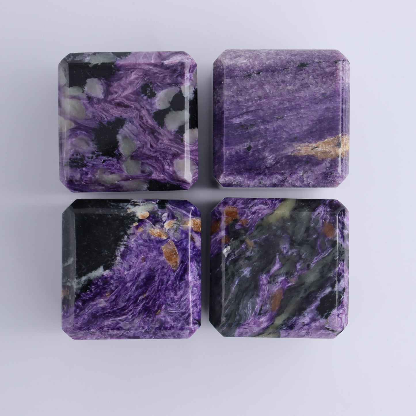 Charoite Cubes Set of 4 - Expert Wholesale and Supplier of Wholesale Crystals & Bulk Gemstones, ["Charoite","Cubes","Russia"]