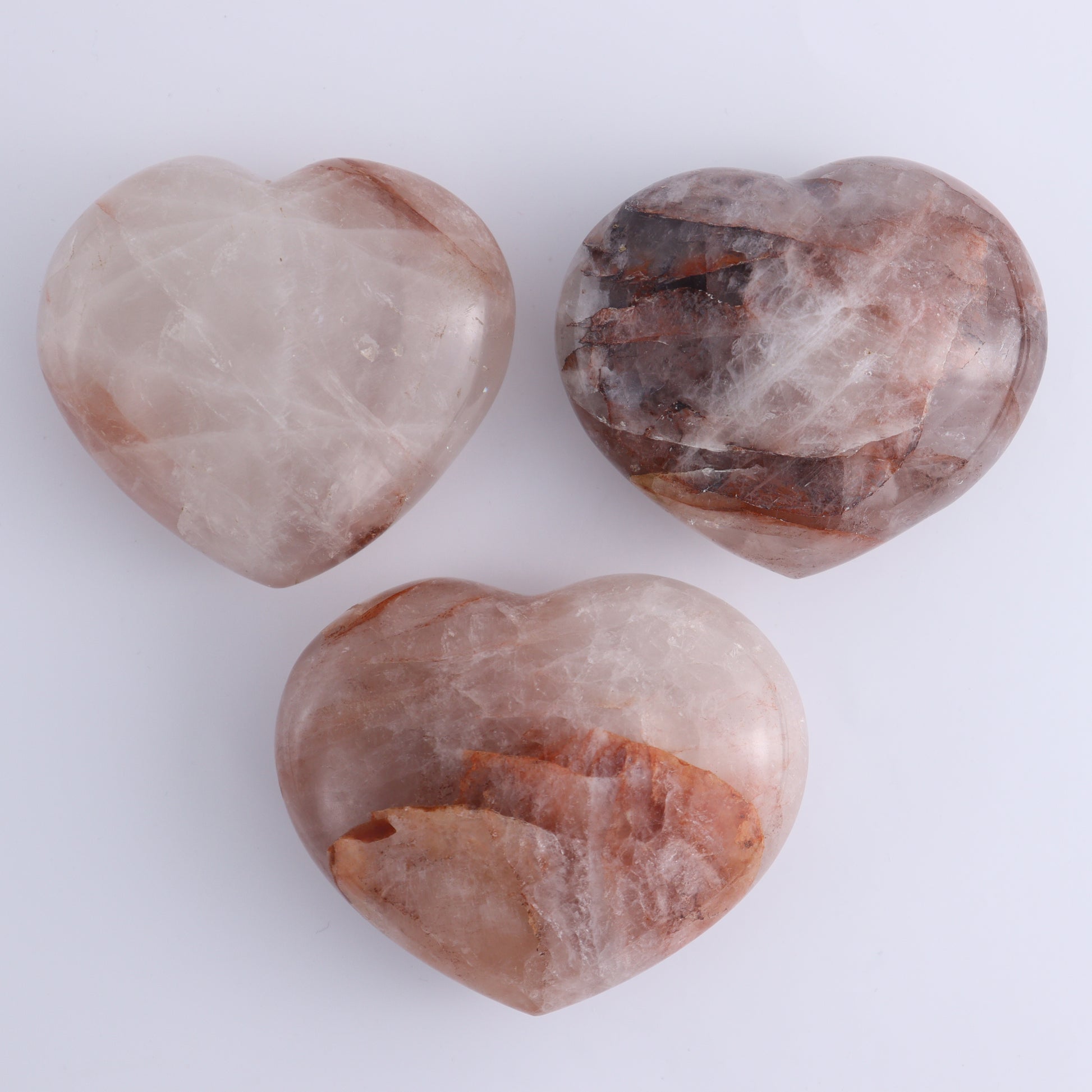 Fire Quartz Hearts Set of 6 - Expert Wholesale and Supplier of Wholesale Crystals & Bulk Gemstones, ["Fire Quartz","Hearts","Quartz"]