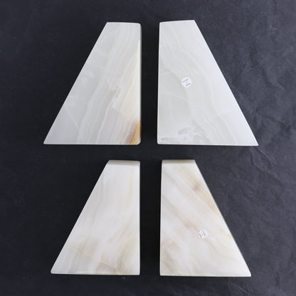 One Pair of Mexican Onyx/Calcite White Polished Bookends