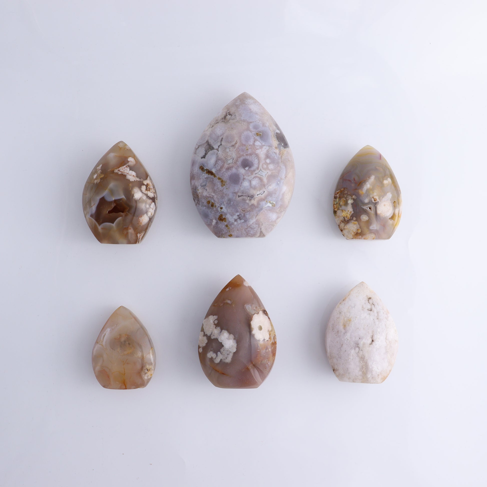 Flower Agate Freeform Set of 6 - Expert Wholesale and Supplier of Wholesale Crystals & Bulk Gemstones, ["Flower Agate","Freeforms","Madagascar"]