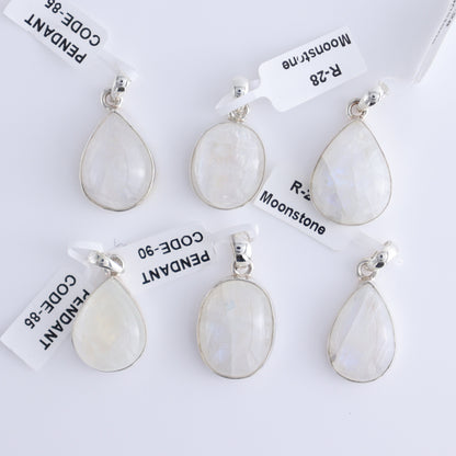 One Rainbow Moonstone Sterling Silver Pendant (chain not included) - Expert Wholesale and Supplier of Wholesale Crystals & Bulk Gemstones, ["Pendant","Rainbow Moonstone","Sterling Silver"]