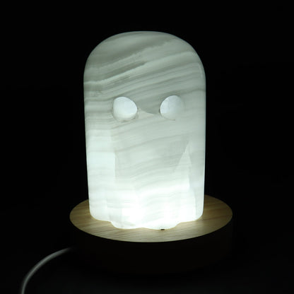 One Ghost White Mexican Onyx/Calcite with Light | Mi Esperanza Minerals | Supplier of Crystals and Onyx