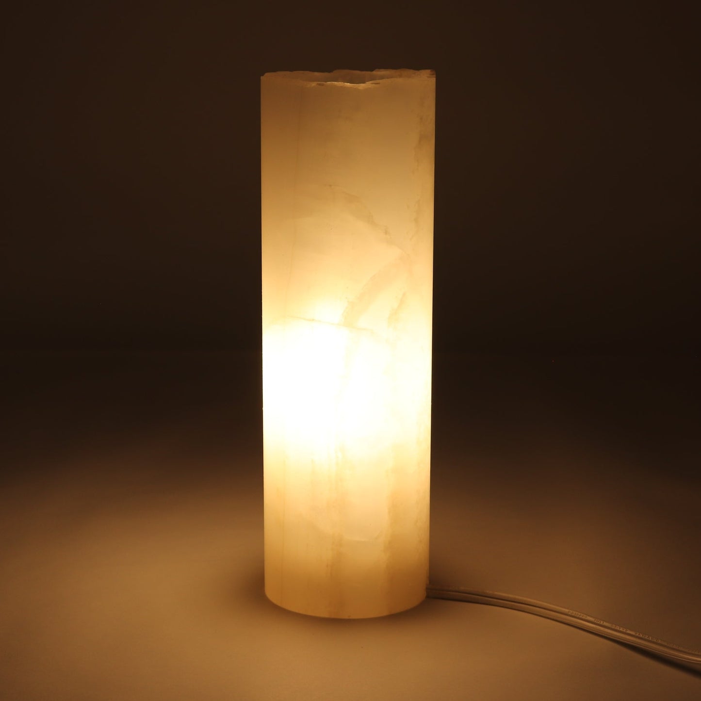 One Small White Rough Top Onyx Lamp Blind