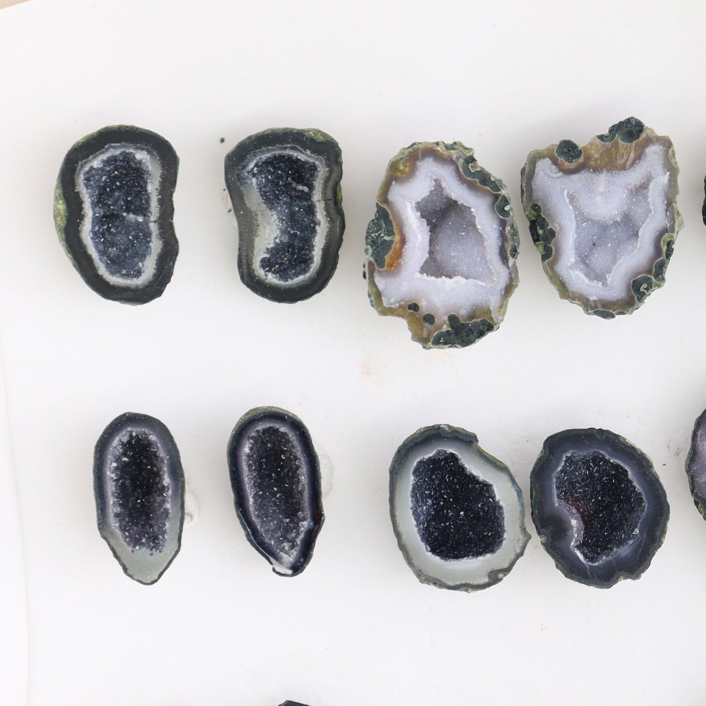 Tabasco Geodes 9 Pairs - Expert Wholesale and Supplier of Wholesale Crystals & Bulk Gemstones, ["Geodes","Tabasco Geode"]
