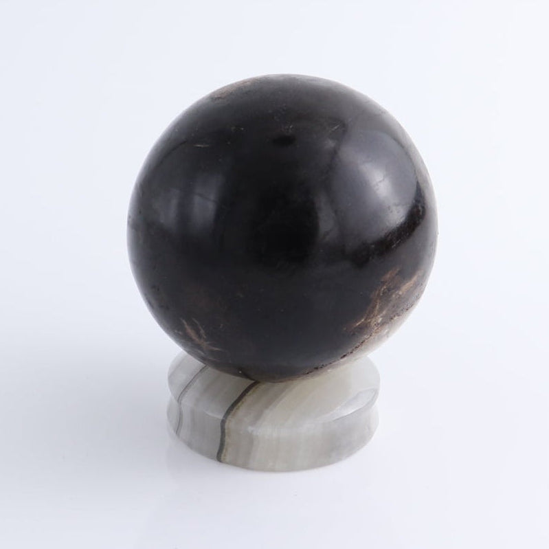 One Mexican Onyx/Calcite White Round Sphere Holder
