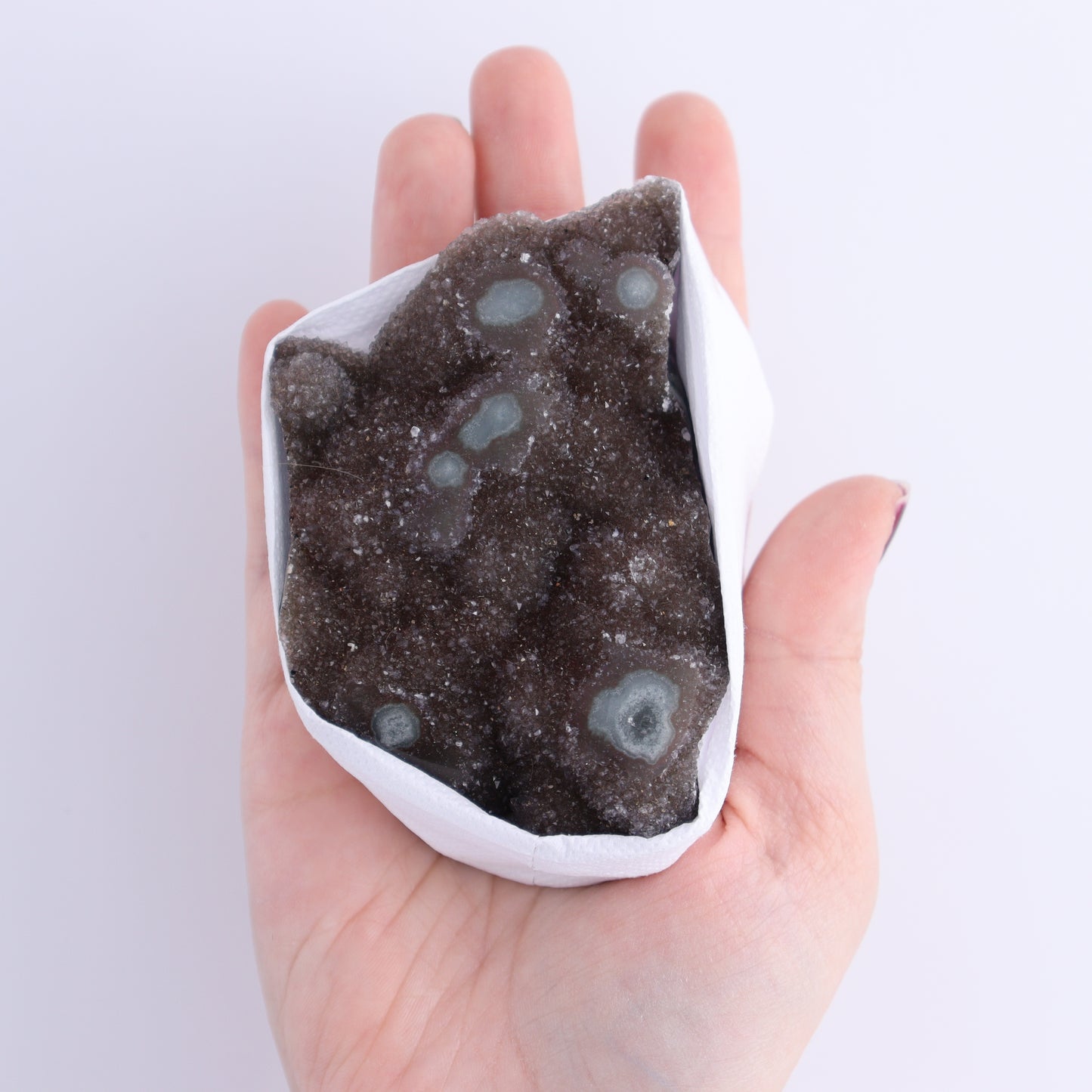 Uruguay Amethyst Clusters with "Eyes" Flat of 9 - Expert Wholesale and Supplier of Wholesale Crystals & Bulk Gemstones, []