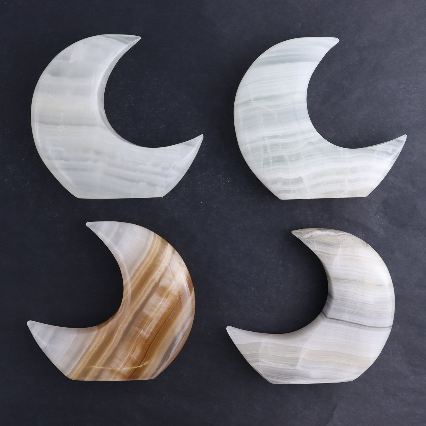 One Standing Moon Mexican Onyx/Calcite White - Expert Wholesale and Supplier of Wholesale Crystals & Bulk Gemstones, ["Calcite","Catalog Onyx","Mexico","moons","onyx"]