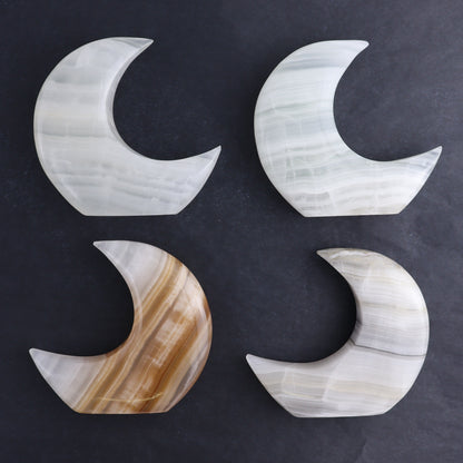 One Standing Moon Mexican Onyx/Calcite White - Expert Wholesale and Supplier of Wholesale Crystals & Bulk Gemstones, ["Calcite","Catalog Onyx","Mexico","moons","onyx"]