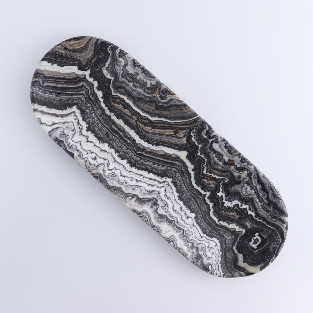 One Oval Dish Mexican Onyx/Calcite Black & White Zebra
