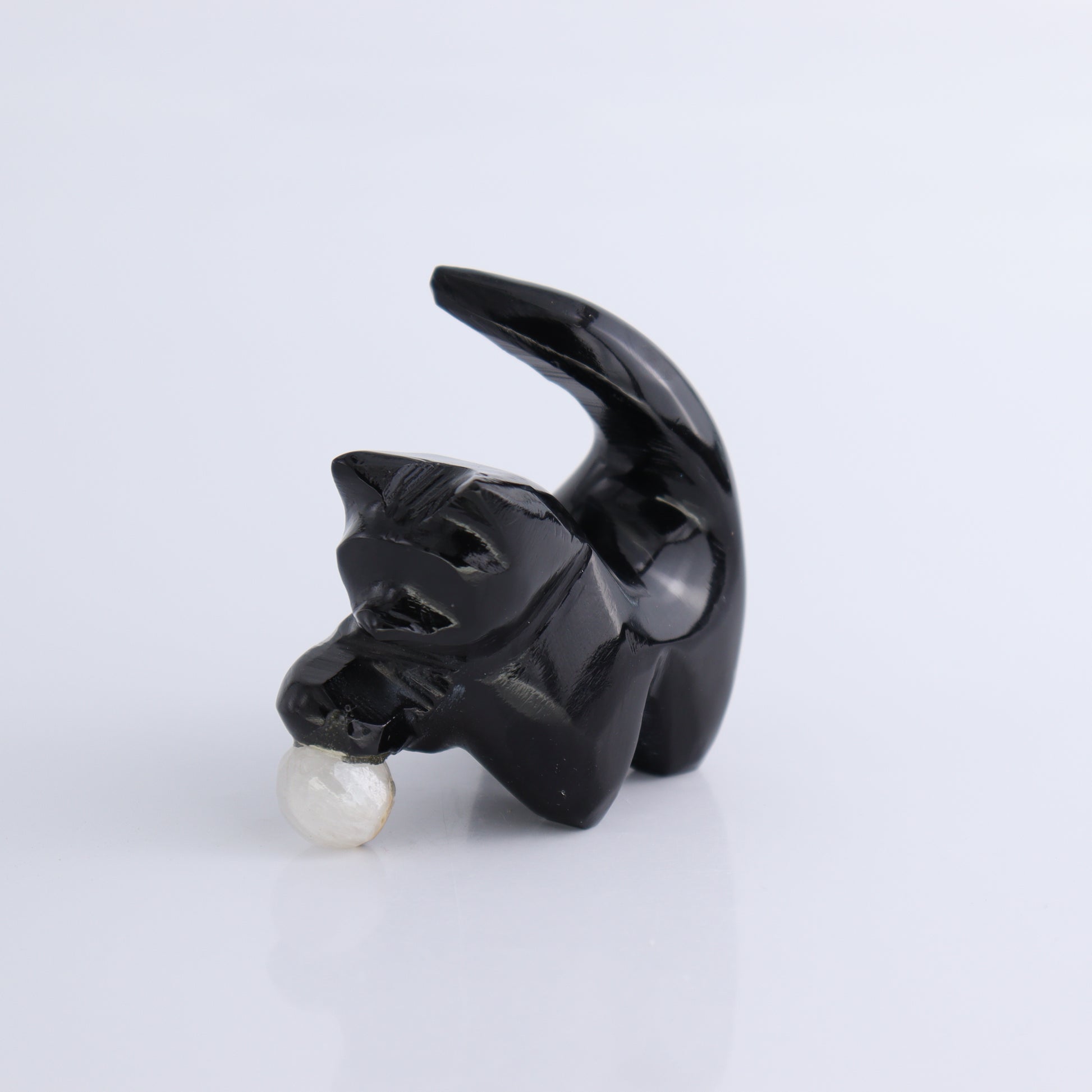 One Black Marble Cat Playing with Onyx Ball - Expert Wholesale and Supplier of Wholesale Crystals & Bulk Gemstones, ["Black Marble","Cat","Catalog Onyx","Marble","Mexico","onyx"]