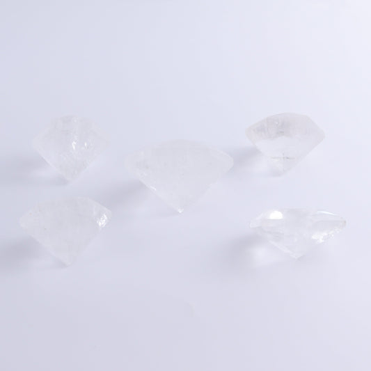Quartz Diamond Shaped Carvings Set of 5 - Expert Wholesale and Supplier of Wholesale Crystals & Bulk Gemstones, ["Brazil","Clear Quartz","Mixed Carvings","Quartz"]