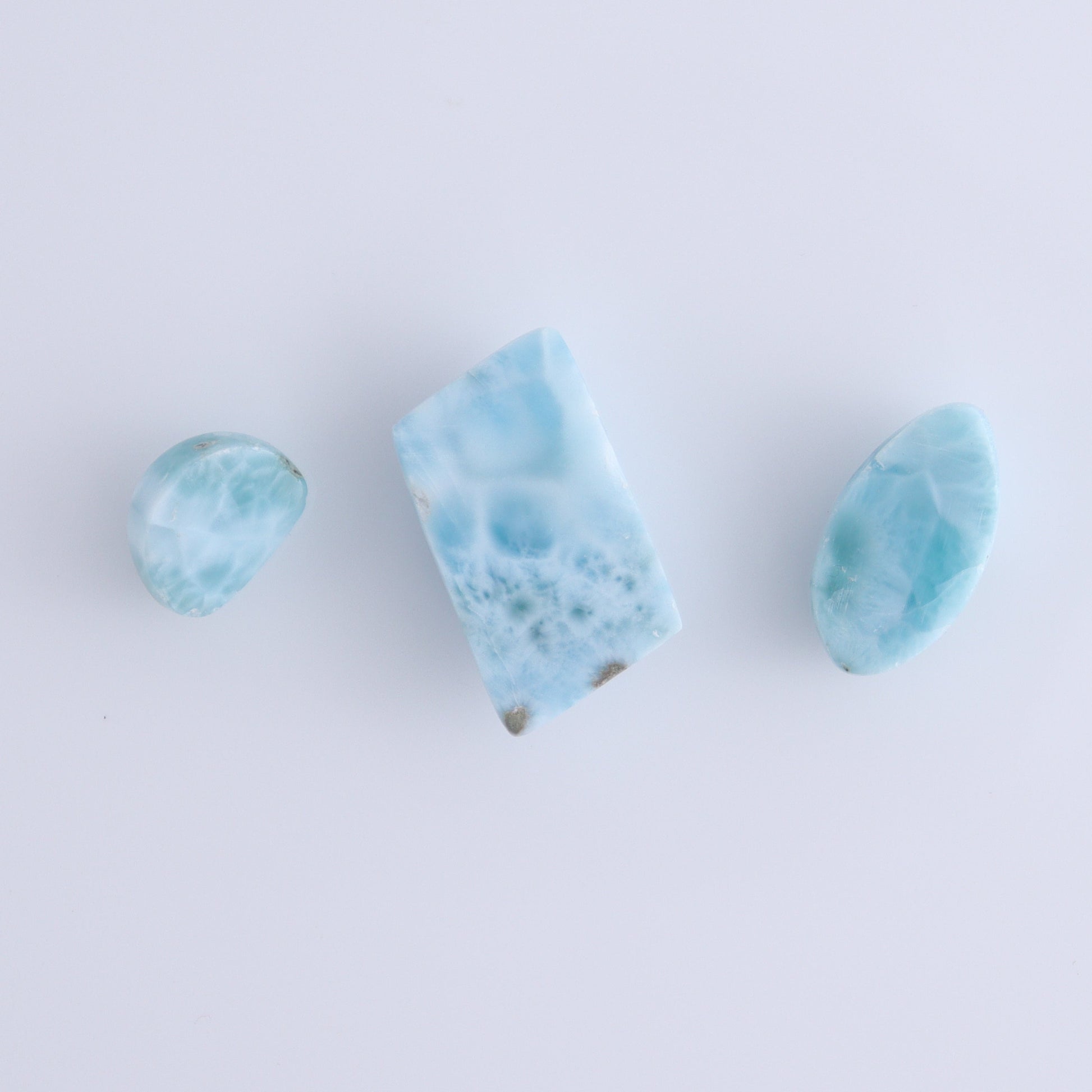 Larmiar Moons and Freeforms Set of 6 - Expert Wholesale and Supplier of Wholesale Crystals & Bulk Gemstones, ["Freeforms","Larimar","moons"]