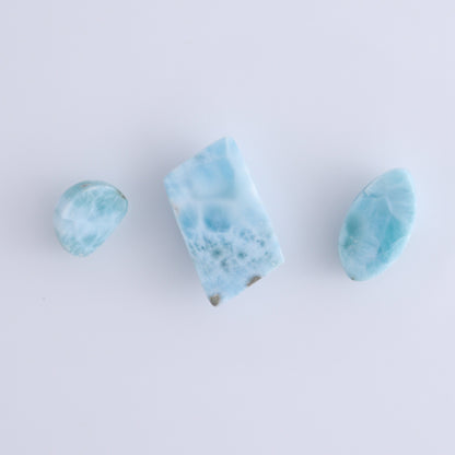 Larmiar Moons and Freeforms Set of 6 - Expert Wholesale and Supplier of Wholesale Crystals & Bulk Gemstones, ["Freeforms","Larimar","moons"]