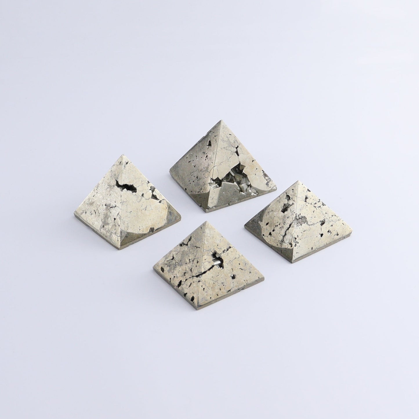 Pyrite Pyramids Set of 4 - Expert Wholesale and Supplier of Wholesale Crystals & Bulk Gemstones, ["Pyramids","Pyrite"]
