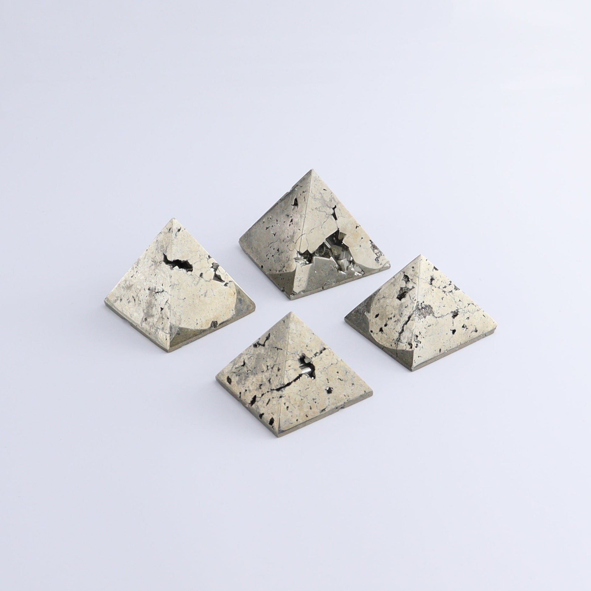 Pyrite Pyramids Set of 4 - Expert Wholesale and Supplier of Wholesale Crystals & Bulk Gemstones, ["Pyramids","Pyrite"]