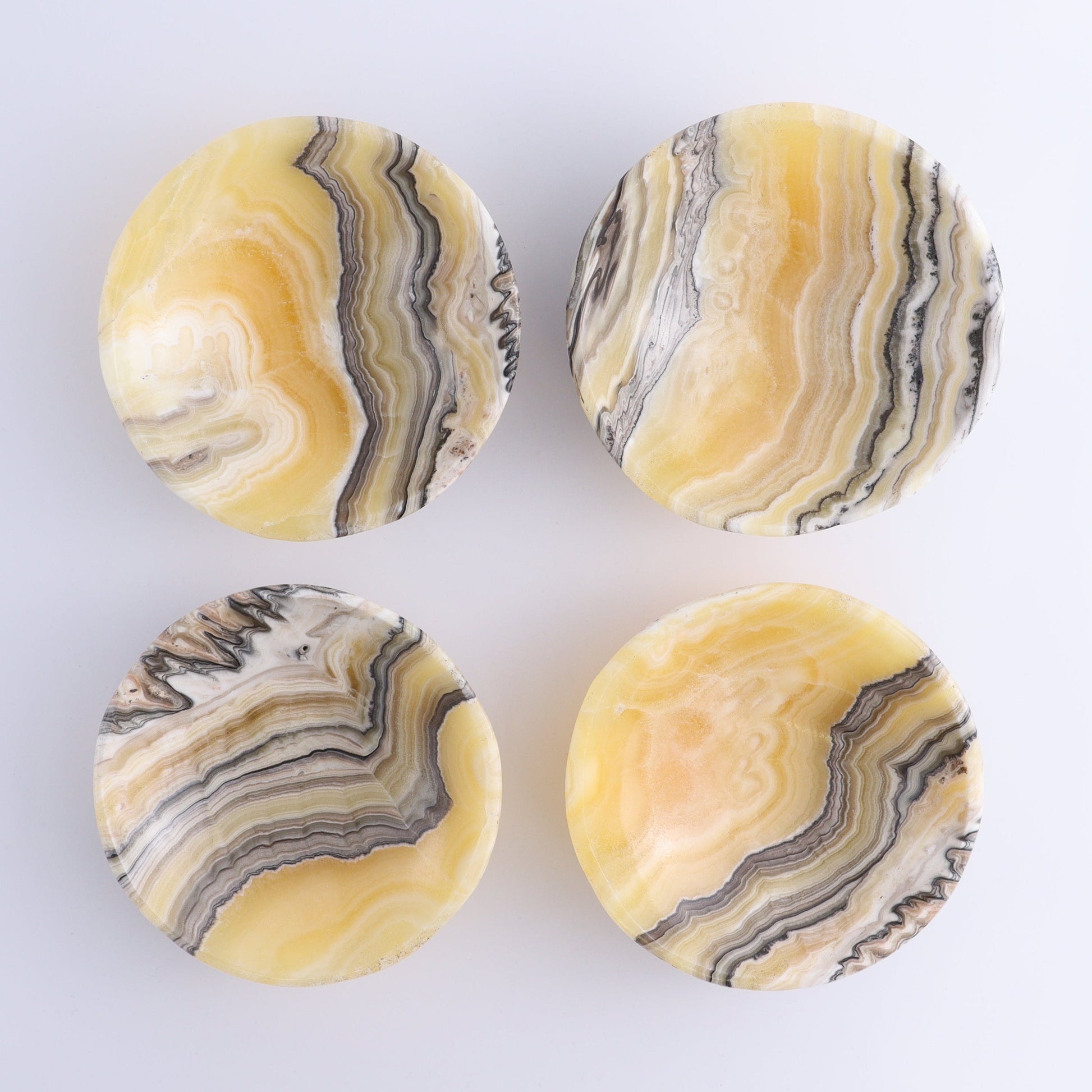 One Bowl (12 cm) Mexican Onyx/Calcite Yellow Zebra Polished - Expert Wholesale and Supplier of Wholesale Crystals & Bulk Gemstones, ["bowl","Calcite","Catalog Onyx","Decorative Dish","Mexico","onyx"]