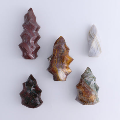 Ocean Jasper Flames Set of 5 - Expert Wholesale and Supplier of Wholesale Crystals & Bulk Gemstones, ["flames","jasper","Madagascar","Ocean Jasper"]
