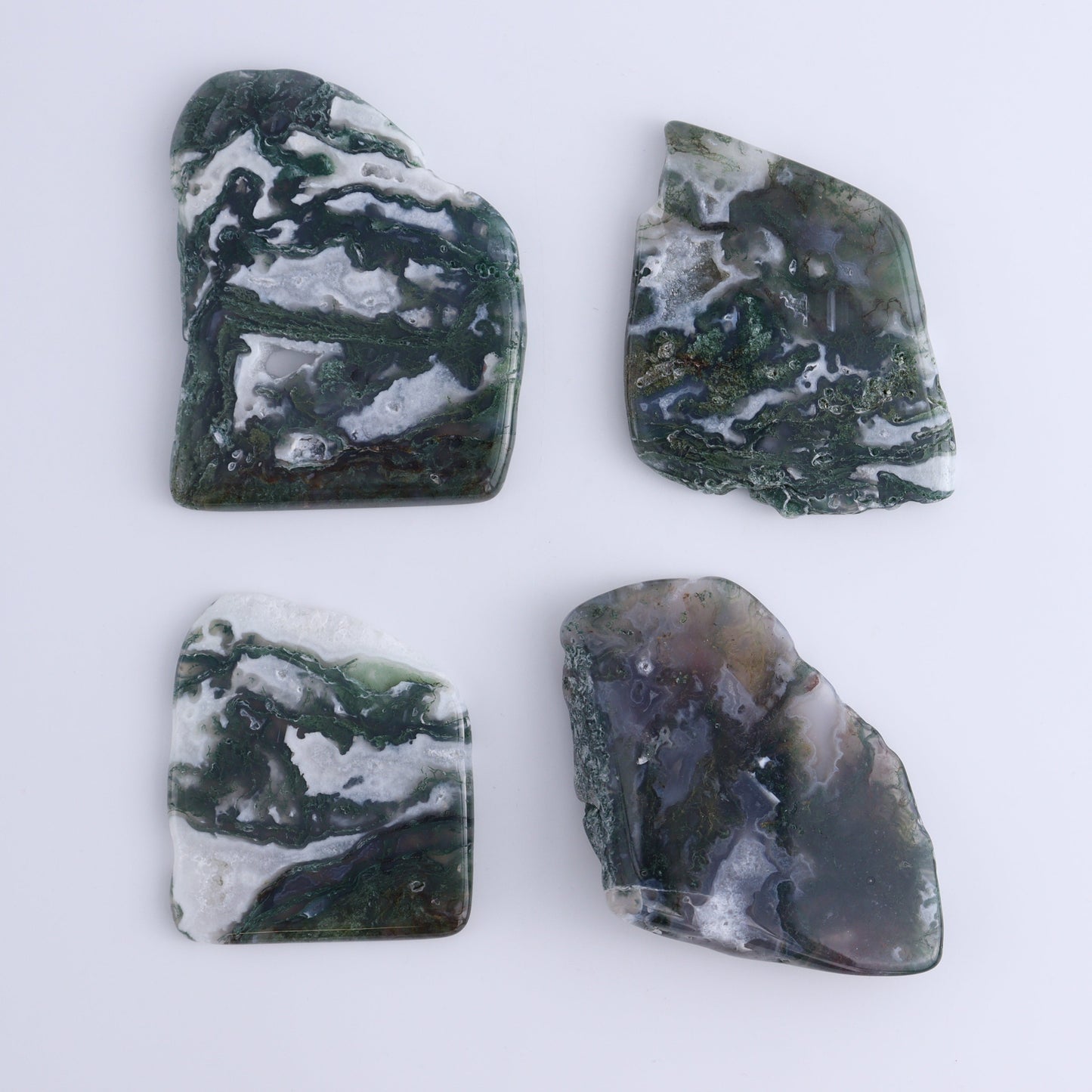 Moss Agate Slices & Slabs Set of 4 - Expert Wholesale and Supplier of Wholesale Crystals & Bulk Gemstones, ["Agate","Moss Agate","Slices and Slabs"]