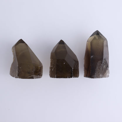 Smoky Quartz Polished Tops Set of 35 - Expert Wholesale and Supplier of Wholesale Crystals & Bulk Gemstones, ["Brazil","close_70","Points","Quartz","Smoky Quartz"]