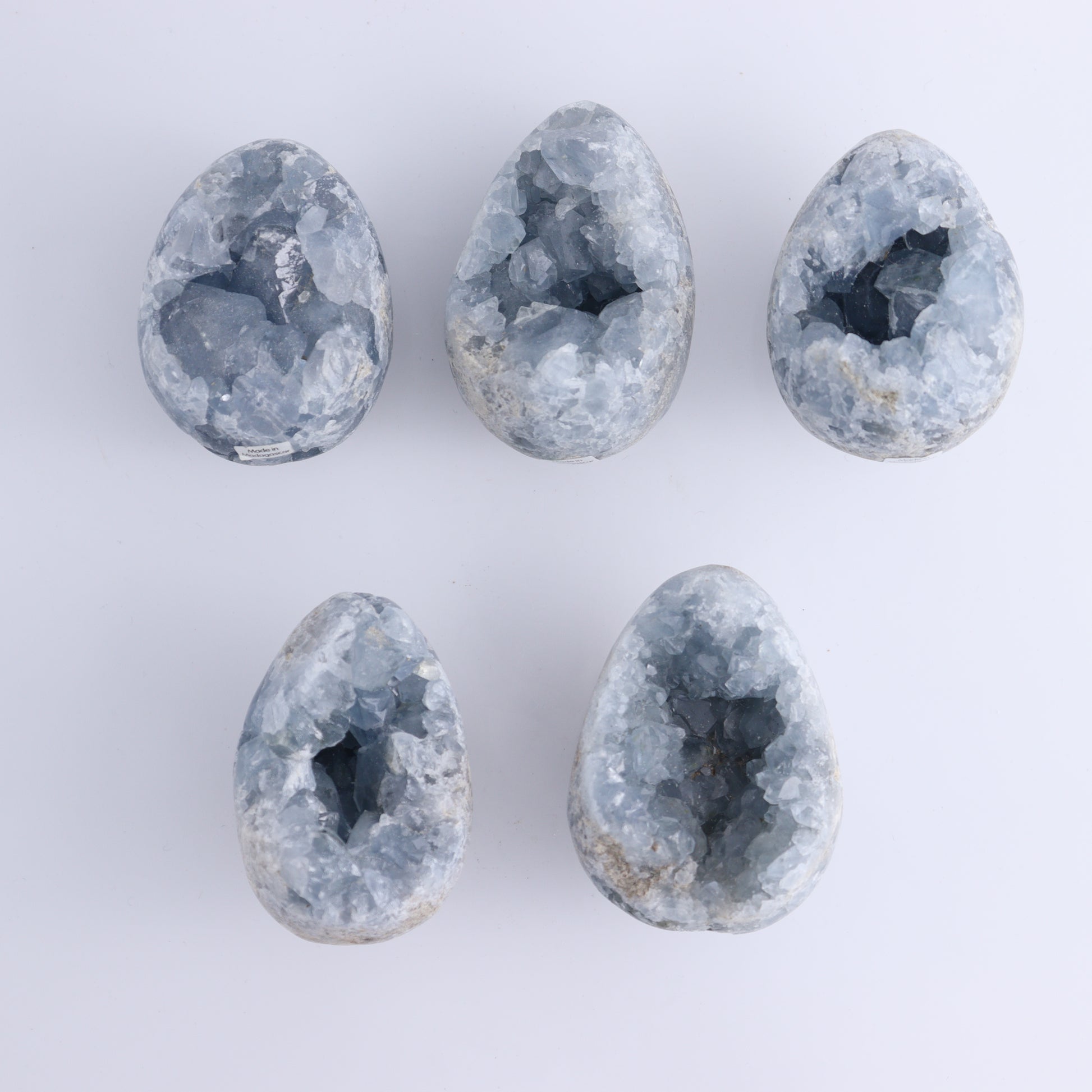 Celestite Eggs Set of 11 - Expert Wholesale and Supplier of Wholesale Crystals & Bulk Gemstones, ["Celestite","Eggs","Madagascar"]