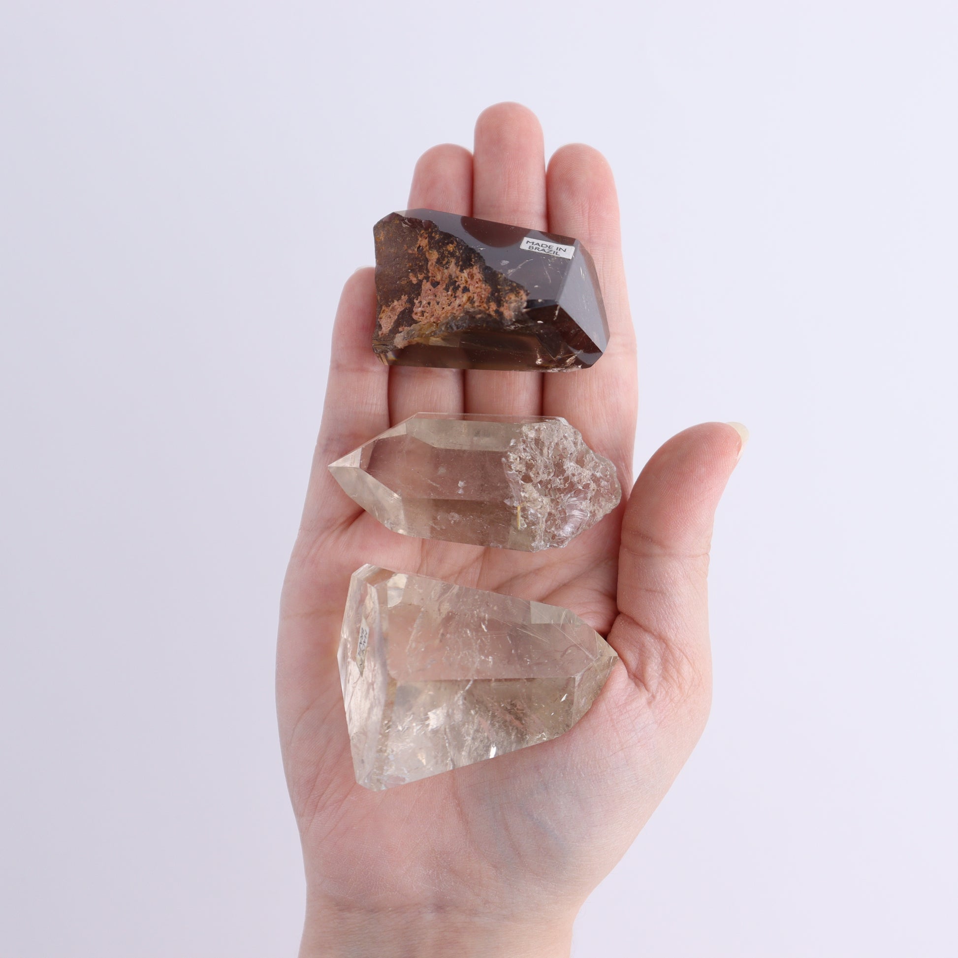 Quartz Mixed Set of 15 - Expert Wholesale and Supplier of Wholesale Crystals & Bulk Gemstones, ["Brazil","Clear Quartz","Quartz","Smoky Quartz"]