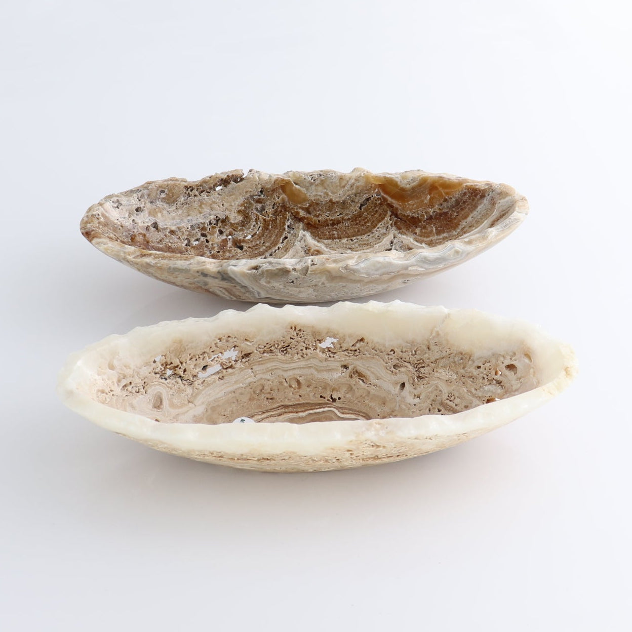 One Mexican Onyx/Calcite Porous Small Canoe Bowl