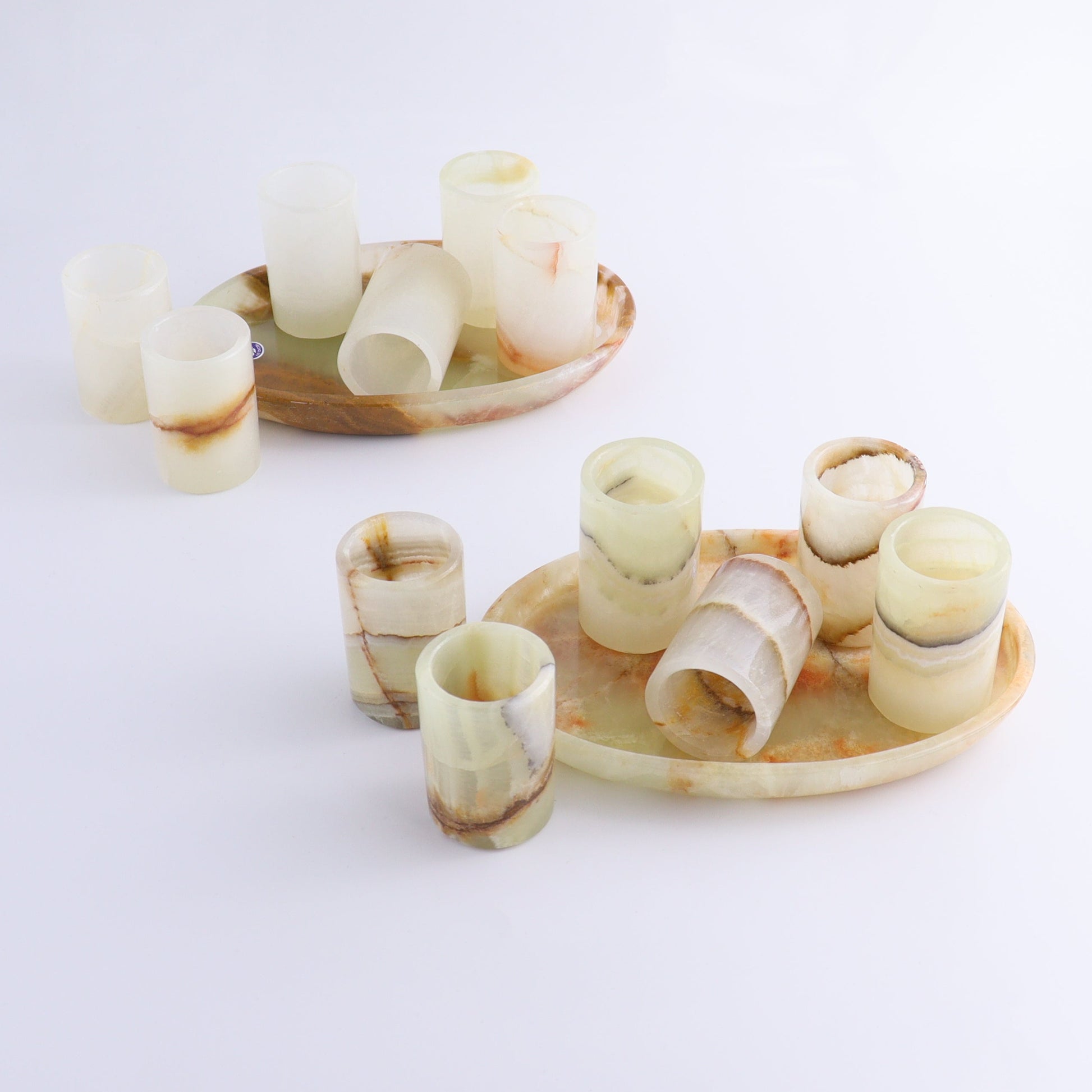 Shot Glass Set Mexican Onyx/Calcite Green - Expert Wholesale and Supplier of Wholesale Crystals & Bulk Gemstones, ["Calcite","Catalog Onyx","Mexico","onyx","Shot Glasses"]