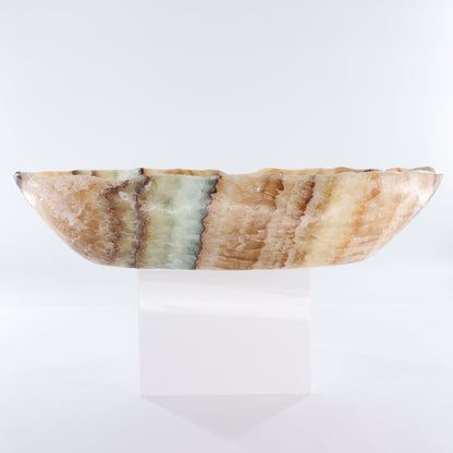 Mexican Onyx/Calcite Canoe Bowl - Expert Wholesale and Supplier of Wholesale Crystals & Bulk Gemstones, ["Bowls","Calcite","canoe","Mexico","onyx"]
