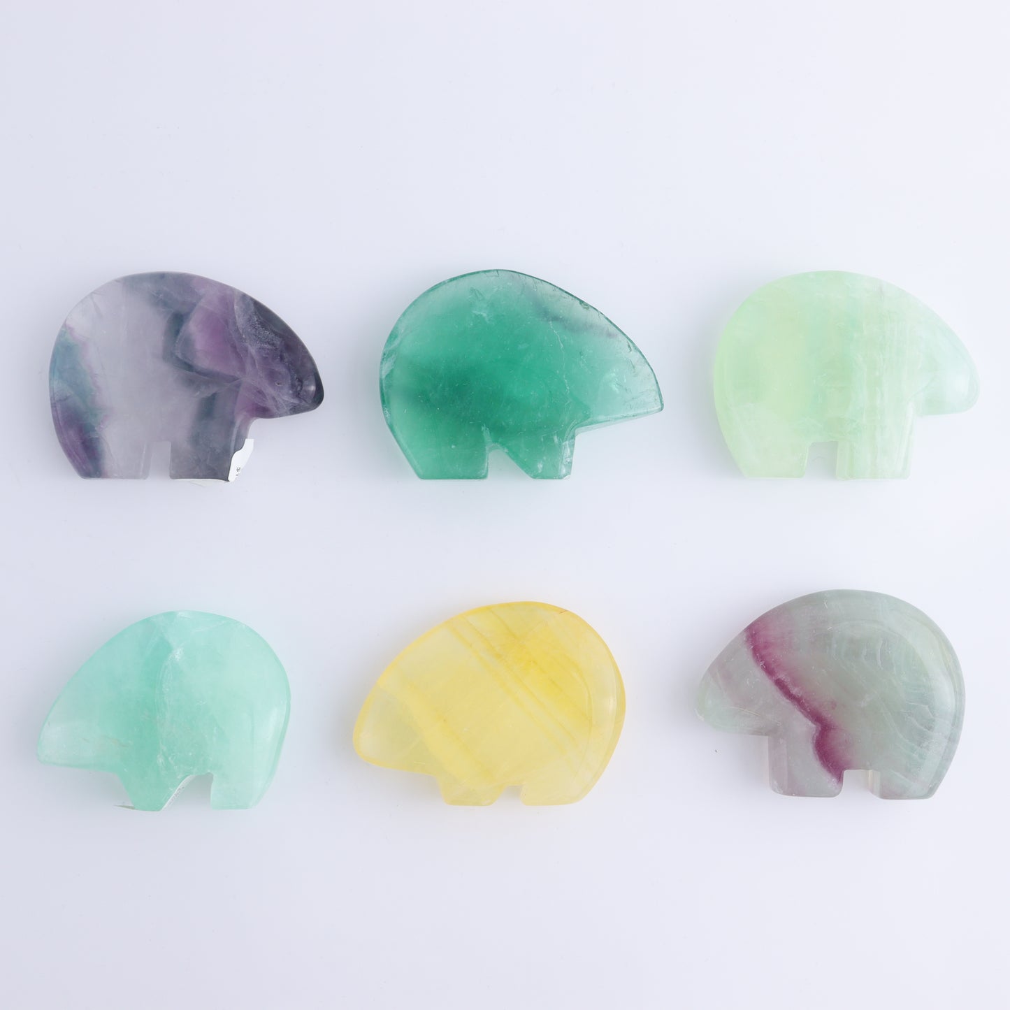 Fluorite Bears set of 6 - Expert Wholesale and Supplier of Wholesale Crystals & Bulk Gemstones, ["Bears","Fluorite","Indonesia","Zuni Bears"]