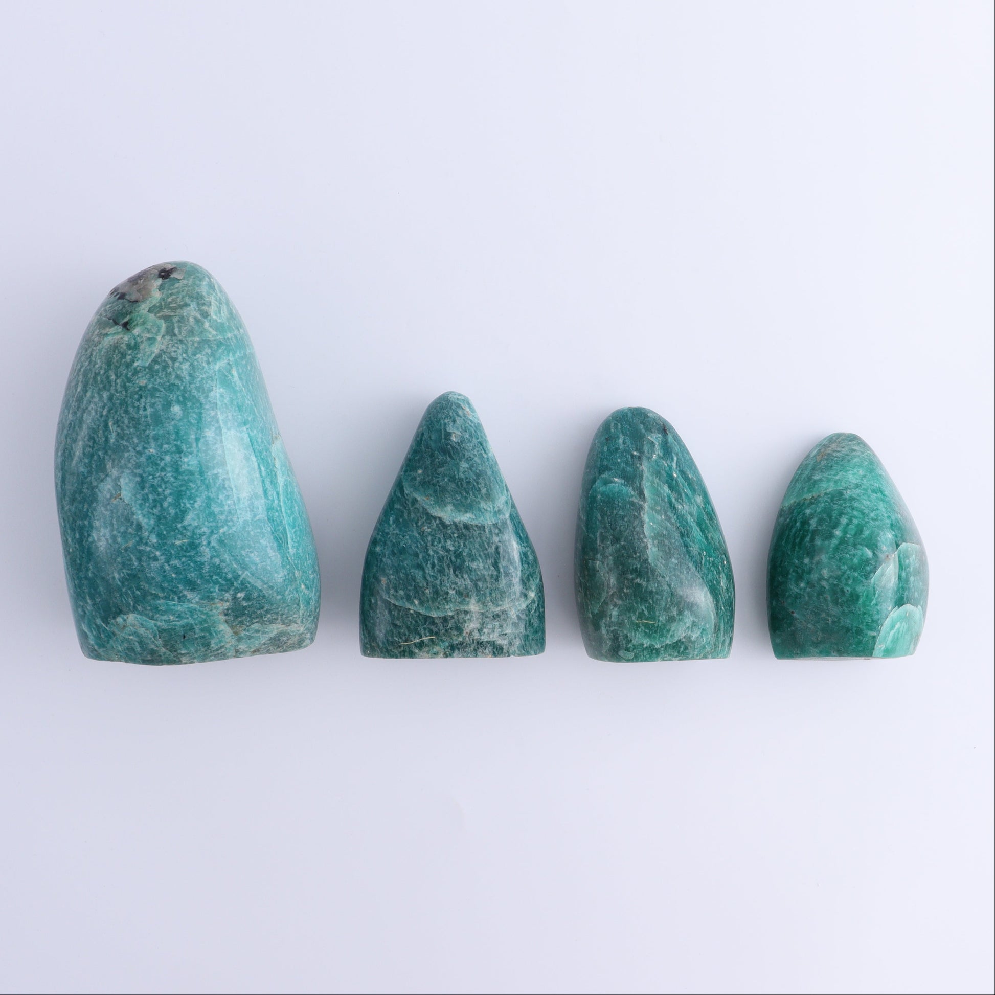 Amazonite Freeforms Set of 4 - Expert Wholesale and Supplier of Wholesale Crystals & Bulk Gemstones, ["Amazonite","Freeform","Freeforms","Madagascar"]
