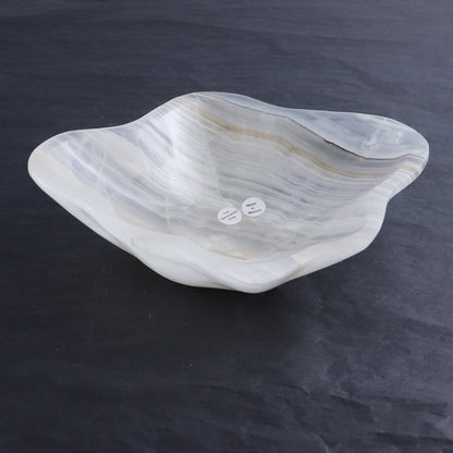 One Bowl Mexican Onyx/Calcite White & Grey Banding