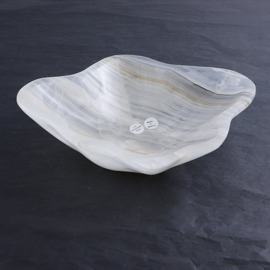 One Bowl Mexican Onyx/Calcite White & Grey Banding