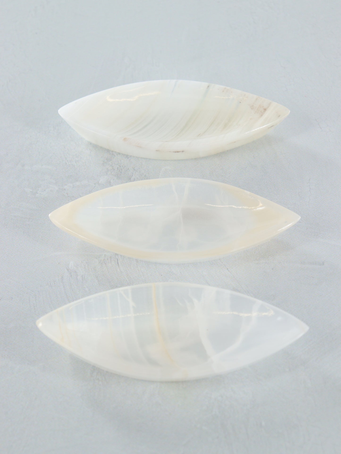 White Onyx Leaf Dishes Set of 10