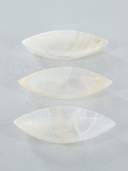 White Onyx Leaf Dishes Set of 10