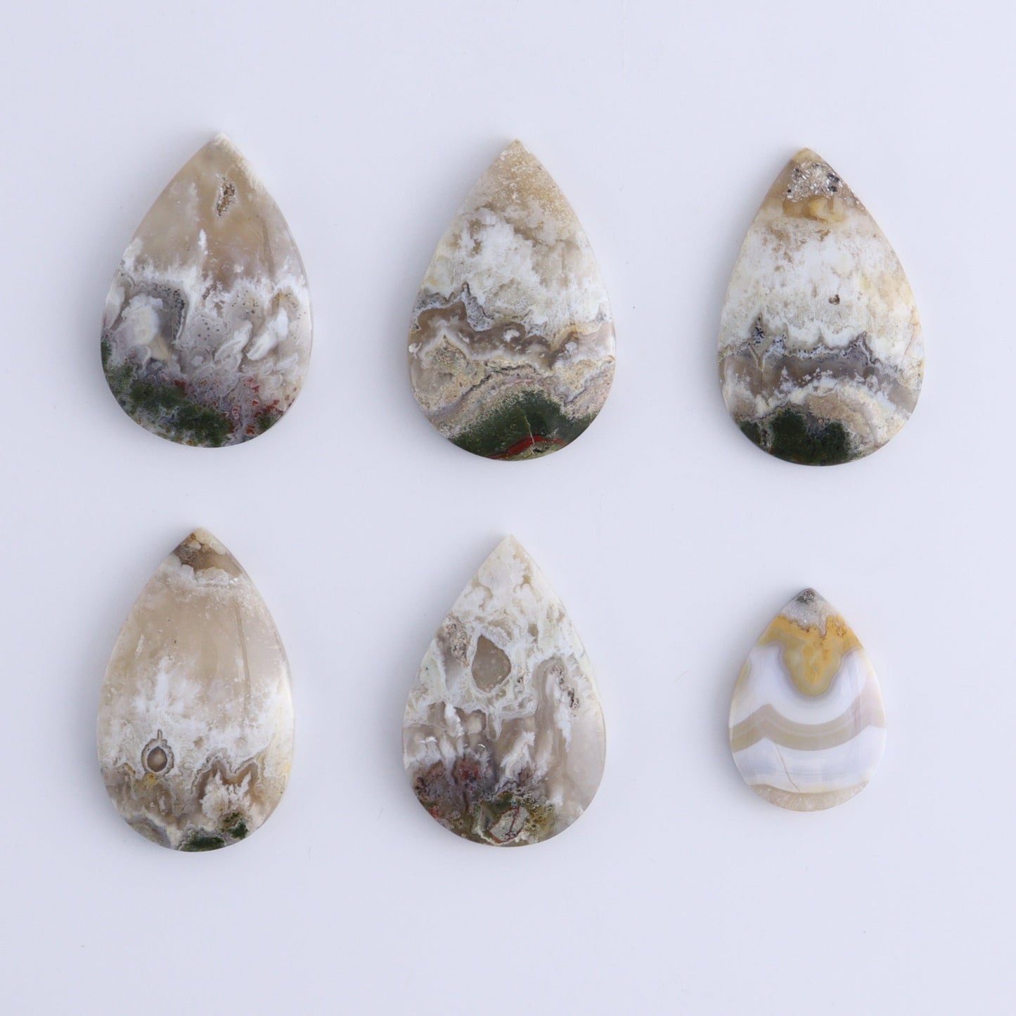 One Moss Agate Teardrop Cab - Expert Wholesale and Supplier of Wholesale Crystals & Bulk Gemstones, ["Agate","Cabs","Moss Agate","Teardrop"]