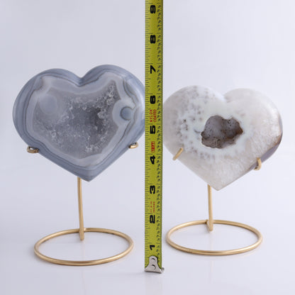 Agate Hearts with Stand Set of 2 - Expert Wholesale and Supplier of Wholesale Crystals & Bulk Gemstones, ["Agate","Brazil","Hearts"]
