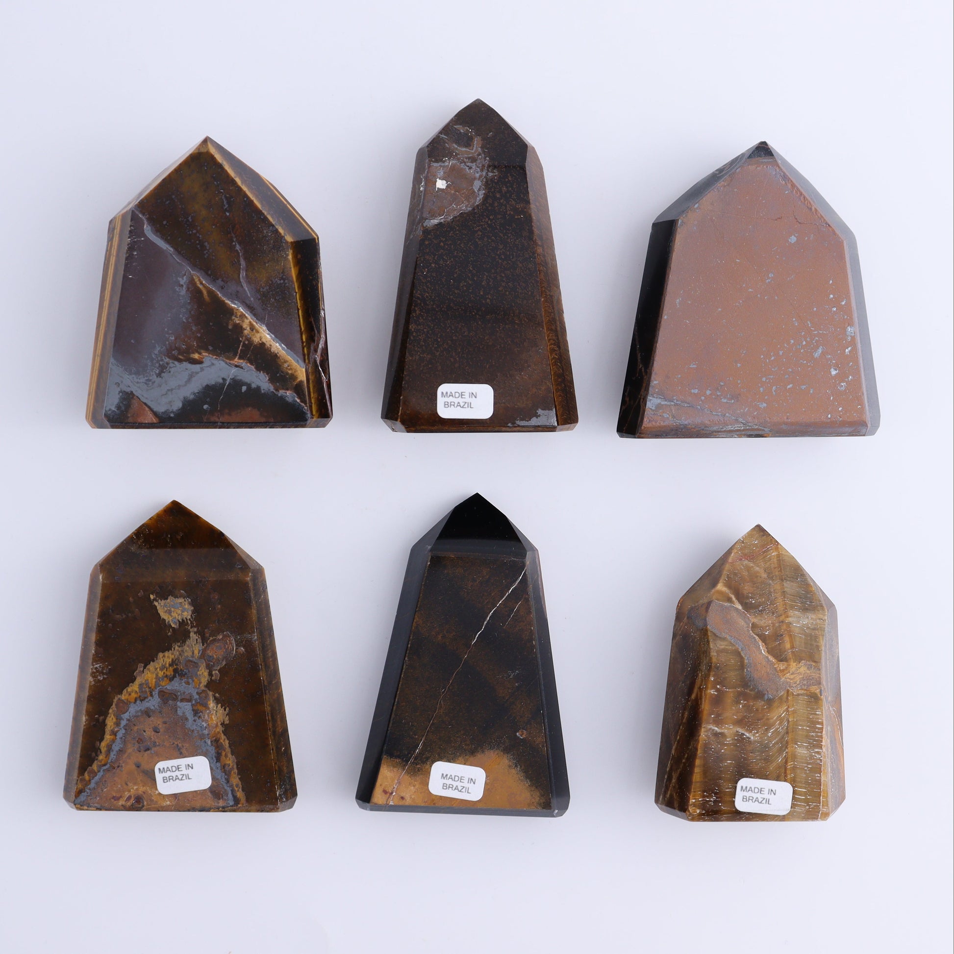 Tiger Eye Towers Set of 6 - Expert Wholesale and Supplier of Wholesale Crystals & Bulk Gemstones, ["Brazil","close_70","Tiger Eye","Towers"]