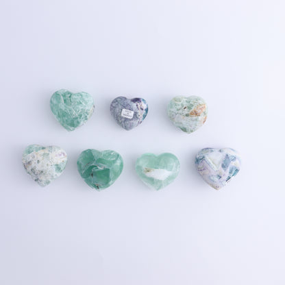 Fluorite Hearts Set of 7 - Expert Wholesale and Supplier of Wholesale Crystals & Bulk Gemstones, ["Fluorite","Hearts","Mexico"]