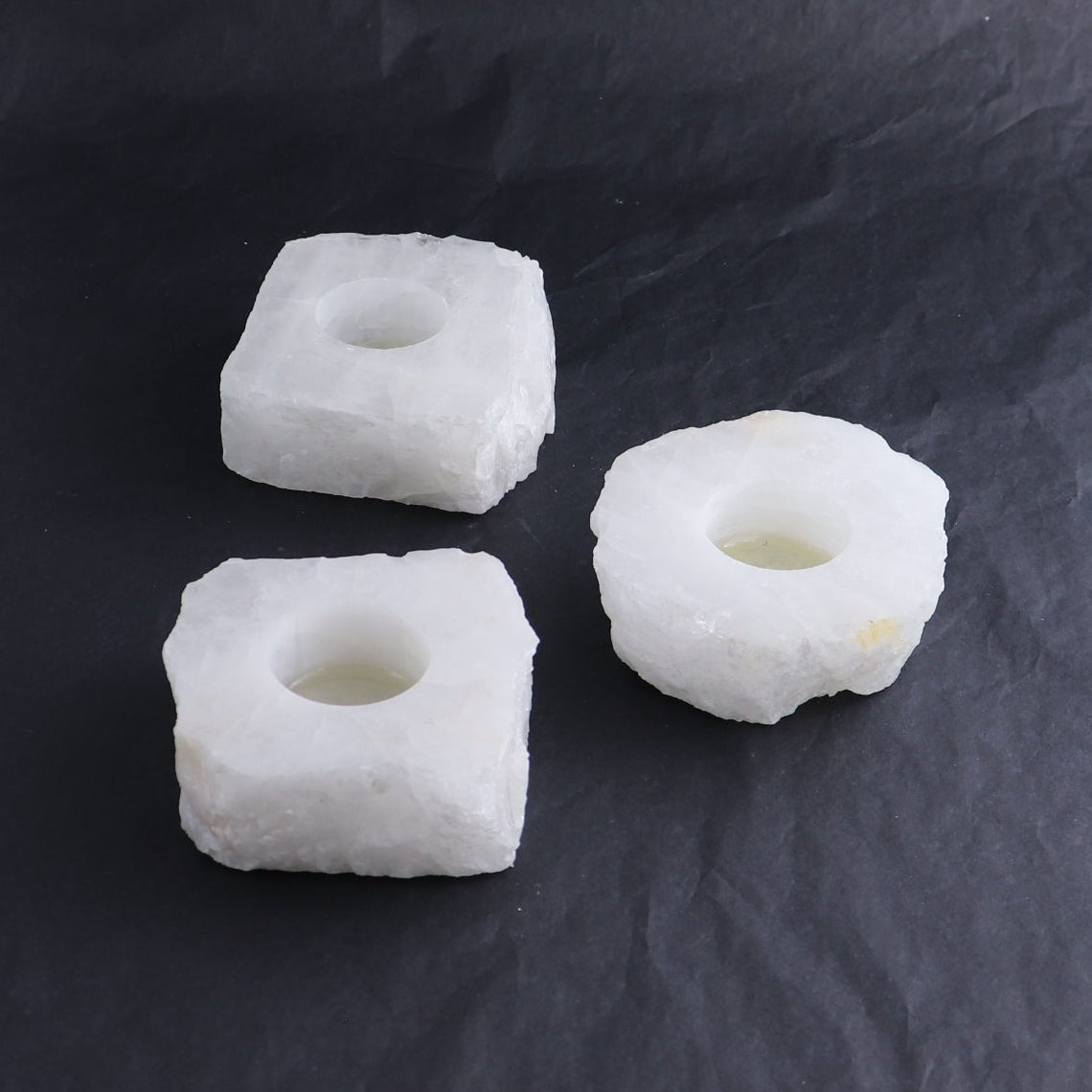 One White Quartz Candle Holder Polished Top