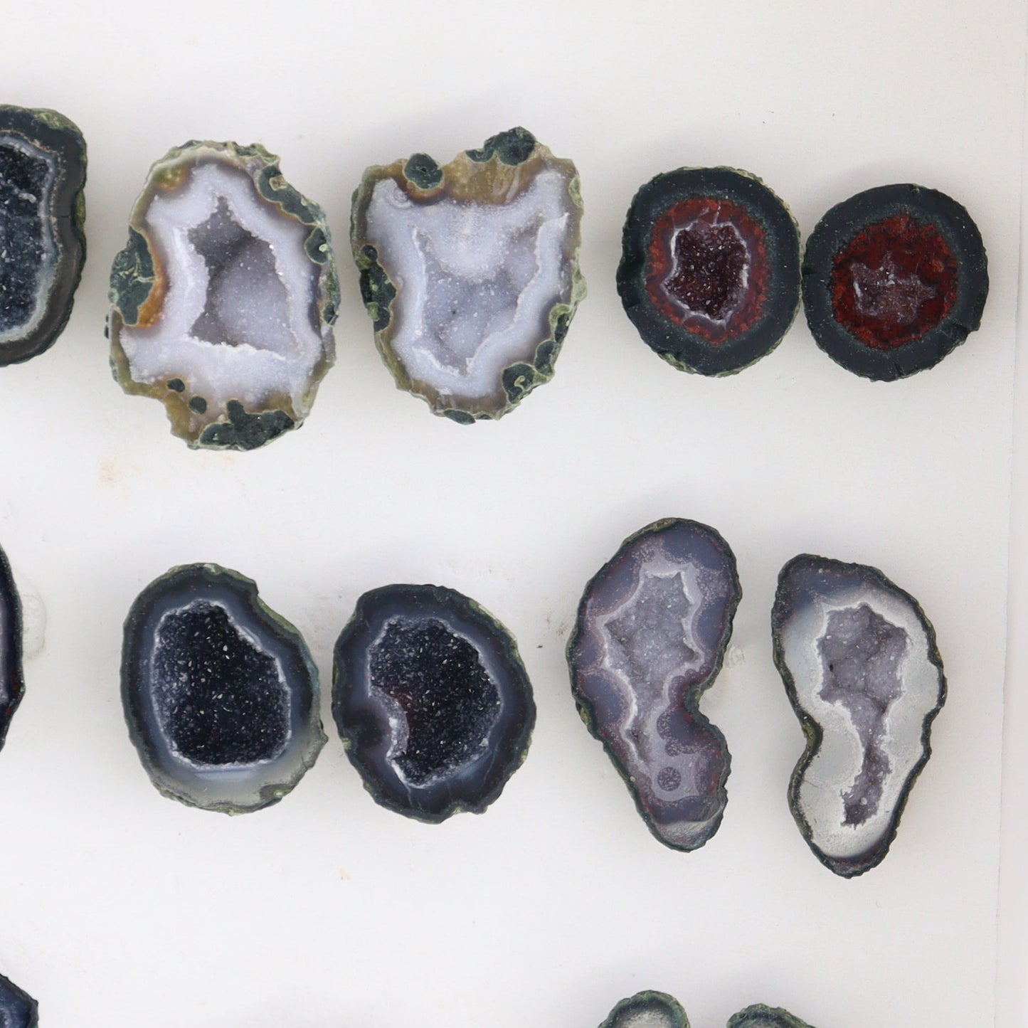 Tabasco Geodes 9 Pairs - Expert Wholesale and Supplier of Wholesale Crystals & Bulk Gemstones, ["Geodes","Tabasco Geode"]
