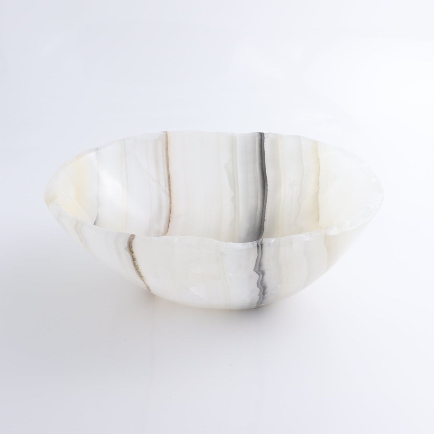 One Bowl Mexican Onyx/Calcite White with Black Banding Rough
