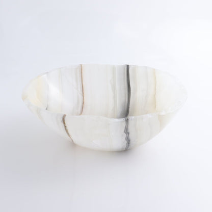 One Bowl Mexican Onyx/Calcite White with Black Banding Rough