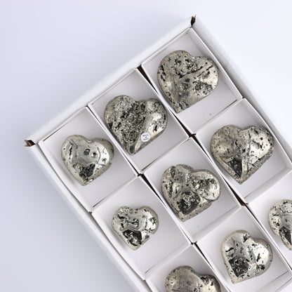 Pyrite Hearts Set of 9 - Expert Wholesale and Supplier of Wholesale Crystals & Bulk Gemstones, ["Hearts","Peru","Pyrite"]