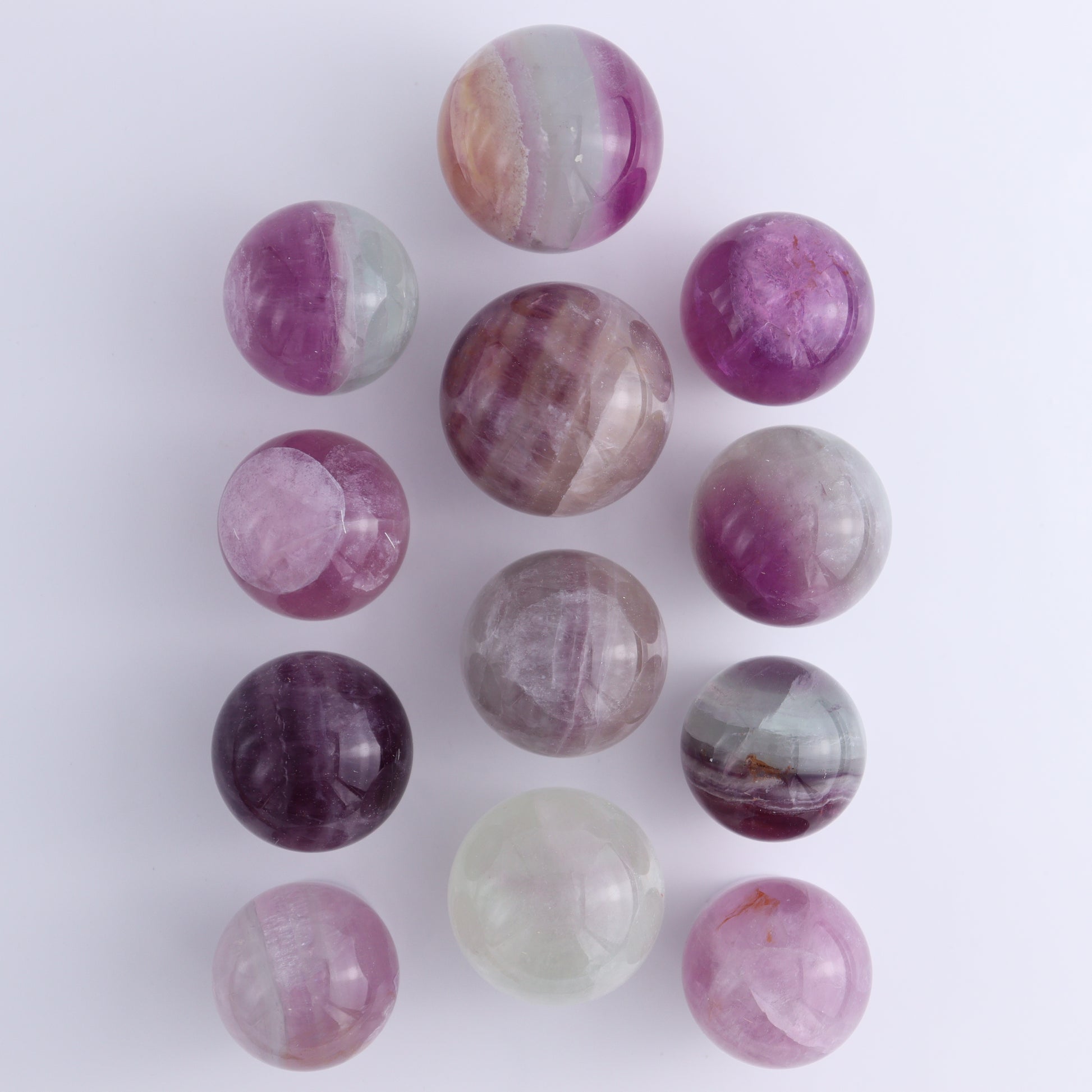 Fluorite Spheres Set of 12 - Expert Wholesale and Supplier of Wholesale Crystals & Bulk Gemstones, ["Fluorite","Mexico","Spheres"]