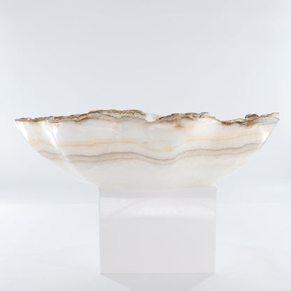 Mexican Onyx/Calcite Bowl (L) 19" x (W) 13" x (H) 5"