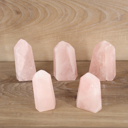 Rose Quartz Towers Set of 5 - Expert Supplier of Wholesale Crystals & Bulk Gemstones