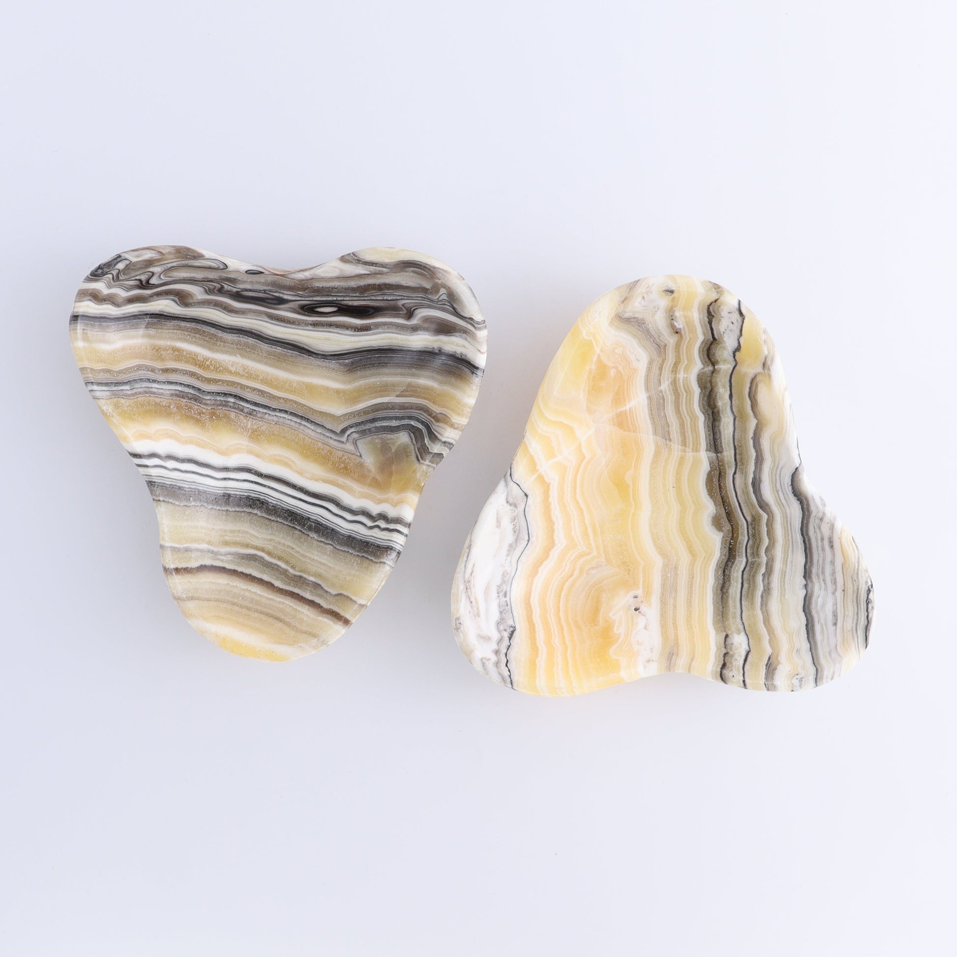 One Mexican Onyx/Calcite Yellow Zebra Triangular Bowl - Expert Wholesale and Supplier of Wholesale Crystals & Bulk Gemstones, ["Calcite","Catalog Onyx","Decorative Dish","Mexico","onyx"]
