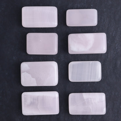 Pink Mangano Calcite Rectangles Set of 8 - Expert Wholesale and Supplier of Wholesale Crystals & Bulk Gemstones, ["Calcite","Madagascar","Pink Calcite","Rectangle"]